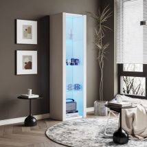 Modernluxe - Vitrine l 166cm avec led - 3 étagères en verre - Blanc