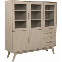 Vitrine Martie en mdf avec 3 portes vitrées, 2 portes pleines et 4 tiroirs