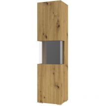 Meublorama - Vitrine mit 1 teilweise verglasten Tür aus der Kollektion eva. Farbe Eiche und Schwarz.