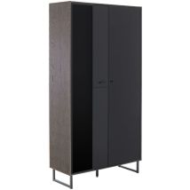 Vitrine mit Glastüren in schwarz mit Eiche VARAZZE-05