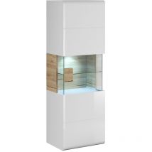 Vitrine murale 1 porte avec LED Jules Blanc et Bois