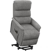 Homcom - Fauteuil de relaxation électrique télécommande - fauteuil releveur inclinable, repose-pied ajustable - tissu polyester aspect lin gris chiné
