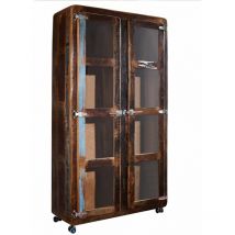 Massivmoebel24 - Vitrine 100x40 Bois de récupération laqué Multicolore freezy 30