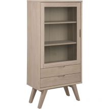 Vitrine scandinave en bois 2 tiroirs 1 porte en verre - alisia