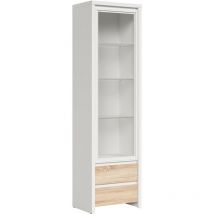 Petits-meubles - Vitrine Soren mit 2 Schubladen und 1 Tür, Holzoptik und Weiß, 200.5cm