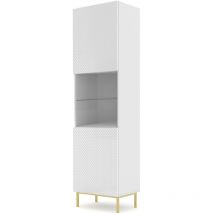 Bim Furniture - Vitrine sur pied ravenna c 60 cm 1D Blanc Brillant diamant sur cadre