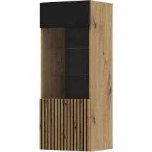 Bim Furniture - meuble colonne vitrine salon auris 45x37x115cm chêne noir mat