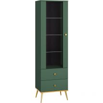 Petits-meubles - Vitrine Thalia mit 2 Schubladen und 1 Tür, Grün, 190cm