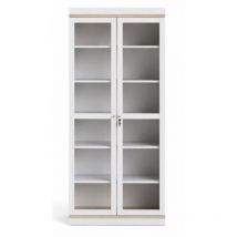 Vitrine 88x36x200 cm mattweiß und Eiche - Fidenza