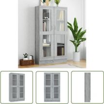 Tovbmup - The Living Store Vitrinenschrank Grau Sonoma 82,5x30,5x150 cm Holzwerkstoff - Bücherregal - Vitrinenschrank - Regal - Wohnraumgestaltung