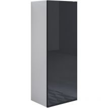 Hängeschrank Vitrinenschrank Vitrine Wohnzimmer 1 Tür 3 Fächer 40x126x29cm Modell Luke V1 Weiss und Schwarz Glanz