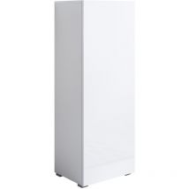 Stehende Schrank mit 2cm Füsse Hängeschrank Vitrinenschrank Vitrine Wohnzimmer 1 Tür 3 Fächer 40x128x29cm Modell Luke V1 Weiss Glanz