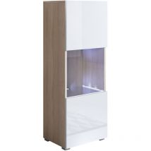 Stehende Vitrineschrank mit 2cm Füsse mit led Hängeschrank Vitrinenschrank Vitrine Wohnzimmer 1 Tür 3 Fächer 40x128x29cm Modell Luke V3 Sonma Matt