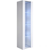 Vitrinenschrank mit led Hängeschrank Vitrine Wohnzimmer 1 Tür 4 Fächer 40x165x29cm Modell Luke V5 Weiss Glanz