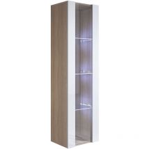 Vitrinenschrank mit led Hängeschrank Vitrine Wohnzimmer 1 Tür 4 Fächer 40x165x29cm Modell Luke V5 Sonma Matt und Weiss Glanz