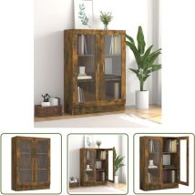 The Living Store Vitrinenschrank Räuchereiche 82,5x30,5x115 cm Holzwerkstoff - Bücherregal - Vitrinenschrank - Regal - Wohnraumgestaltung - Holzmöbel