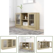 The Living Store Vitrinenschrank Sonoma-Eiche 120x30,5x70 cm Holzwerkstoff - Sideboard - Vitrinenschrank - Wohnzimmermöbel - Regal - Aufbewahrung