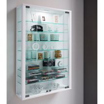 Vitrosa Mini Vitrine murale avec 2 portes vitrées, éclairage inclus, blanc.