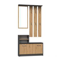 Vittoria - Armario recibidor - Colgador de pared + espejo + zapatero - 180x85x24 - Armario recibidor