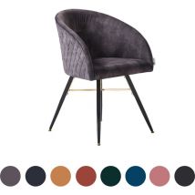 Pn Home - Einzelner Vittorio LUX-Esszimmerstuhl aus Samt mit Metallbeinen – Esszimmerstuhl – Polsterstuhl – moderner Esszimmerstuhl – Schwarz