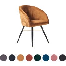 Pn Home - Einzelner Vittorio LUX-Esszimmerstuhl aus Samt mit Metallbeinen – Esszimmerstuhl – Polsterstuhl – moderner Esszimmerstuhl – Senfgelb