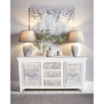 Uniqka - Viva - Buffet blanc 2 portes en bois massif, 170 cm