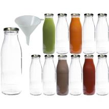 Viva Haushaltswaren - 12 Bottiglie in Vetro a Collo Largo, capacità 0,5 l, Imbuto del Diametro di 12 cm Incluso