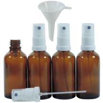 4 Apotheker-Sprühflaschen 50ml, Zerstäuberflaschen in Braunglas inkl. Trichter Bottiglia di Vetro, Marrone, 50 ml, 4 unità - Viva Haushaltswaren
