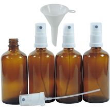 4 Apotheker-Sprühflaschen 100ml, Zerstäuberflaschen in Braunglas inkl. Trichter Bottiglia di Vetro, Marrone, 100 ml, 4 unità - Viva Haushaltswaren