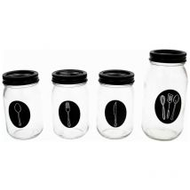 Organizador para cubiertos negro metal transparente vidrio 9 x 9 x 17 cm (4 pcs)