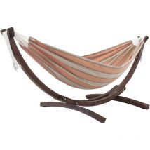 Vivere - C8SPSN-CA Amaca Doppia Sunbrella con Supporto in massello di Pino Cameo, Solid Pine