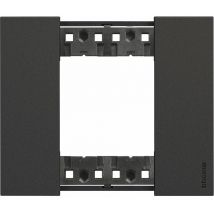 Living now plaque 2 places modules, noir Bticino KA4802KG