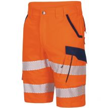 Warnschutz-Shorts Flex-HiVis VWT192 Gr. 60 leuchtorange/marine - Vizwell