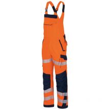 Warnschutz-Latzhose Flex-HiVis VWT191 Gr. 52 leuchtorange/marine - Vizwell