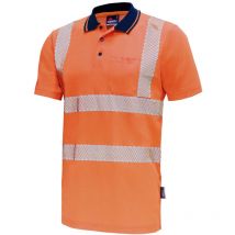 Vizwell Warnschutz Polo-Shirt VWP Gr. 2XL leuchtorange/marine