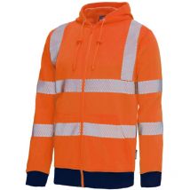 Vizwell Warnschutz-Sweatjacke VW14B Gr. L leuchtorange/marine