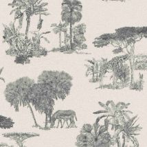 Rasch - Vliestapete 555028 Tapete Botanical Dschungel 53 x 1005 cm Lirico Schwarz Weiß