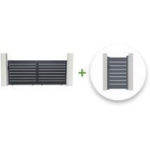 Casanoov - Pack Schiebetor 4 M Vogel 400 X 160 Cm + Tor Vogel 100p160 Cm Grau