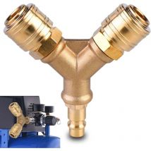 Sunxury - Voies Raccord Air Comprimé, 1/4 Pouce Connecteur d'air Comprimé, Distributeur d'Air Comprimé en Laiton, Distributeur d'Air en y, en laiton