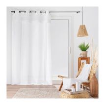 Voilage blanc frangé 140x240cm - 140x240cm - Blanc
