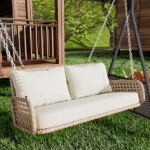 L&h-cfcahl - Balançoire double en rotin pe, balançoire suspendue pour le jardin à l'extérieur, avec coussins et 2 chaînes (240 cm/pièce), sans cadre,