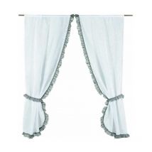 Vitrage bonne femme blanc à volant - 75x160cm - Blanc