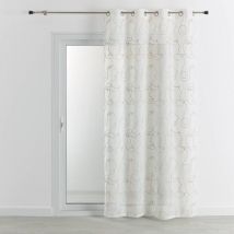 Voilage brodé de visages Beige 140x240 cm