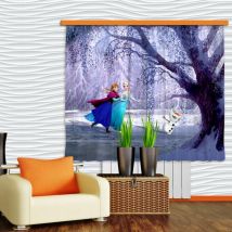 Voilage Elsa & Anna La Reine des Neiges Disney Largeur 2x90 cm x Hauteur 160 cm