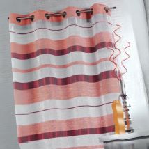 Voilage en Etamine avec Rayures bayadères horizontales Orange corail 140x240 cm
