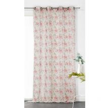 Voilage Imprimé Fleur Rose - 150x240cm - Rose
