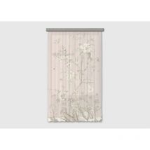 Voilage fleurs blanches sur fond rose - 1 pièce - l 140 cm x h 245 cm