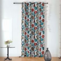 Voilage opaque et fleuri Rouge 150x240 cm