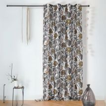 Voilage opaque et fleuri Jaune 150x240 cm