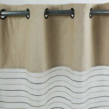 Shamlyne - Voilage effet soie avec du coton et jute écru-noir 110x250